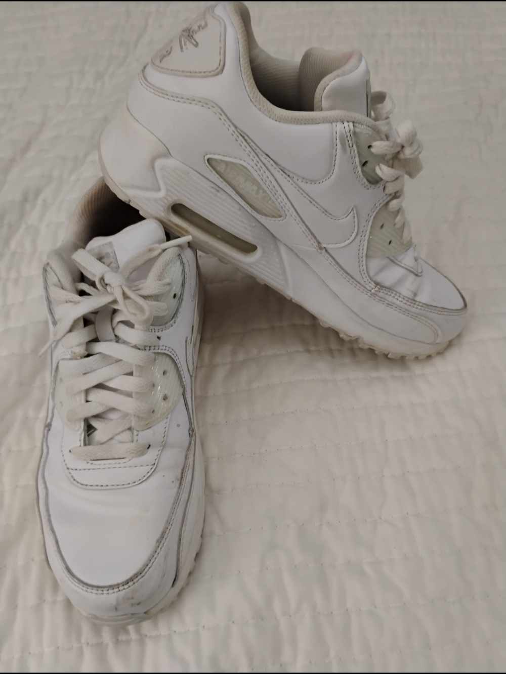 Nike Women's White Leather Air Max-Style Sneakers